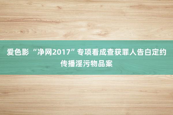 爱色影 “净网2017”专项看成查获罪人告白定约传播淫污物品案