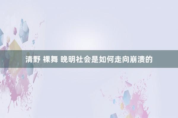 清野 裸舞 晚明社会是如何走向崩溃的